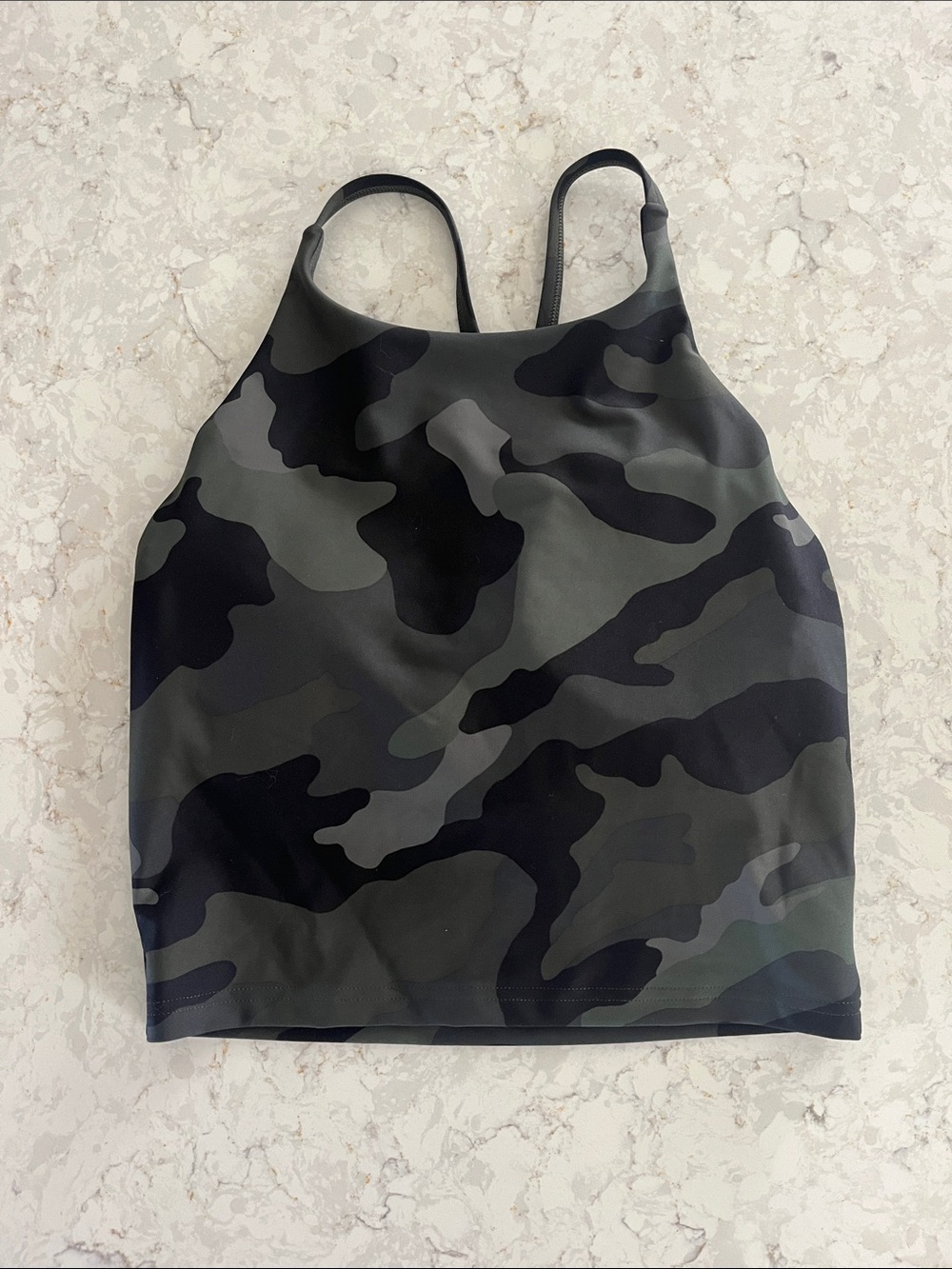 Old Navy Camo High-Neck Crop Top - Black, Gray